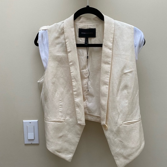 New BCBG chic cream cap sleeve jacket vest - Picture 2 of 12